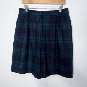 Vintage Sag Harbor Shorts Tartan Plaid Wool Blend Green Black Women's 10